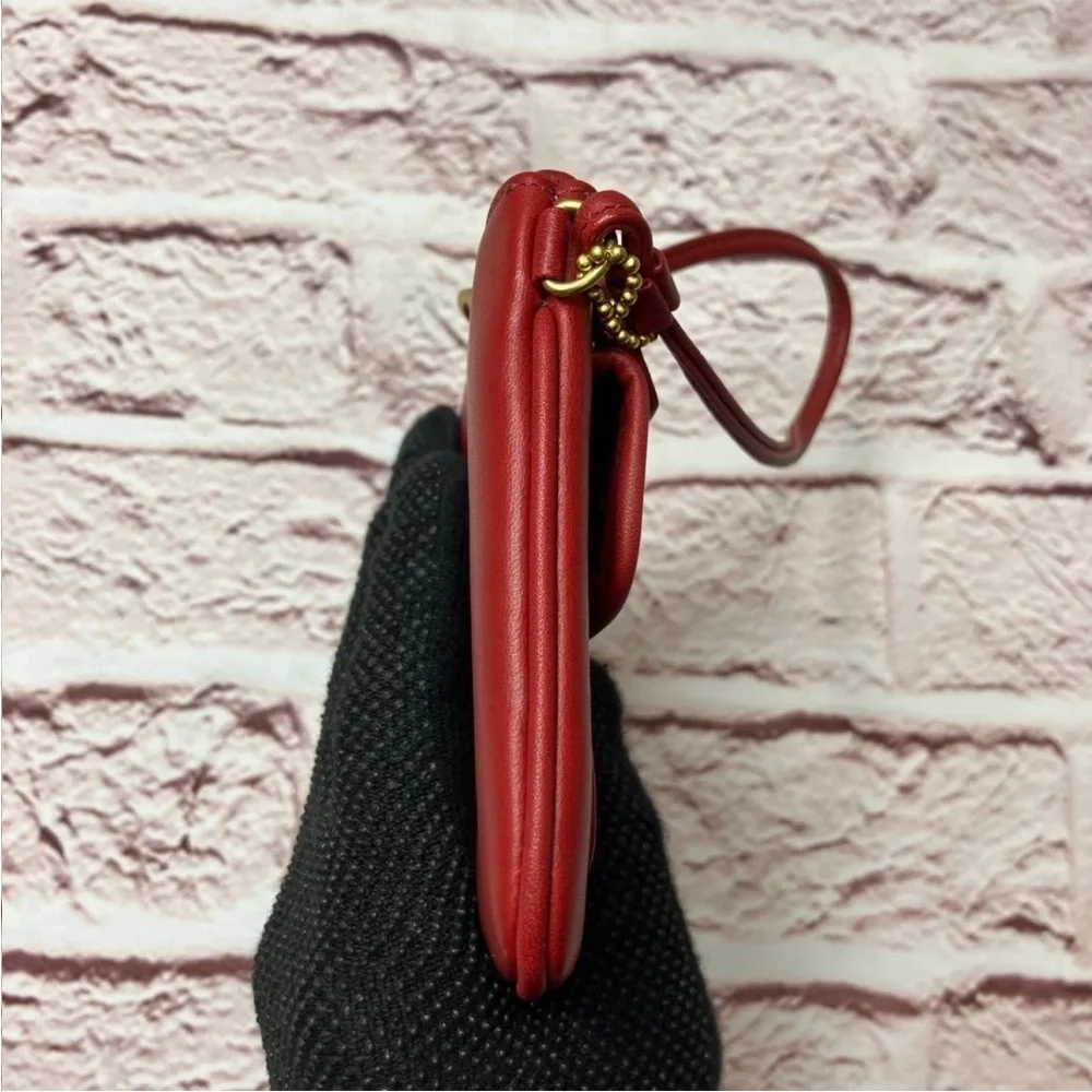 Coach Red Leather Wristlet with Gold Accents - Picture 5 of 16